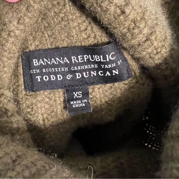 Banana Republic Todd & Duncan Scottish Cashmere Cable Knit Sweater Size XS Green - Picture 8 of 9